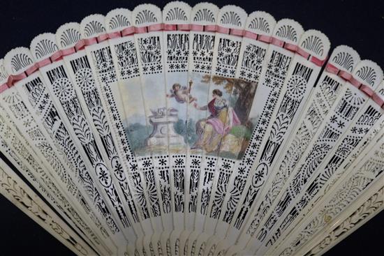 A French brise fan, A Chinese paper fan and 2 others